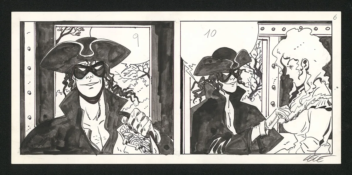 Planche noir et blanc, Dick Turpin, Lele Vianello