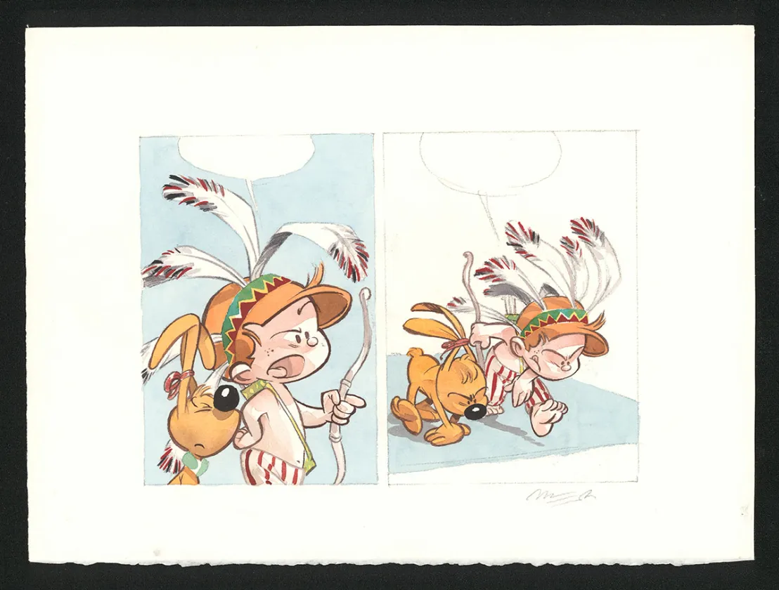 Colored original page, Boule et Bill, Noël indien (T.2), José Luis Munuera
