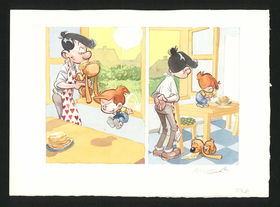 Colored original page, Boule et Bill, La partie de crêpes  (T.1), José Luis Munuera