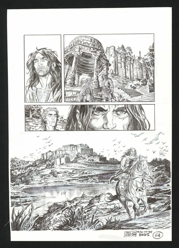 Planche noir et blanc, Conan le Cimmérien, La Maison aux trois bandits (T.10), Paolo Martinello 