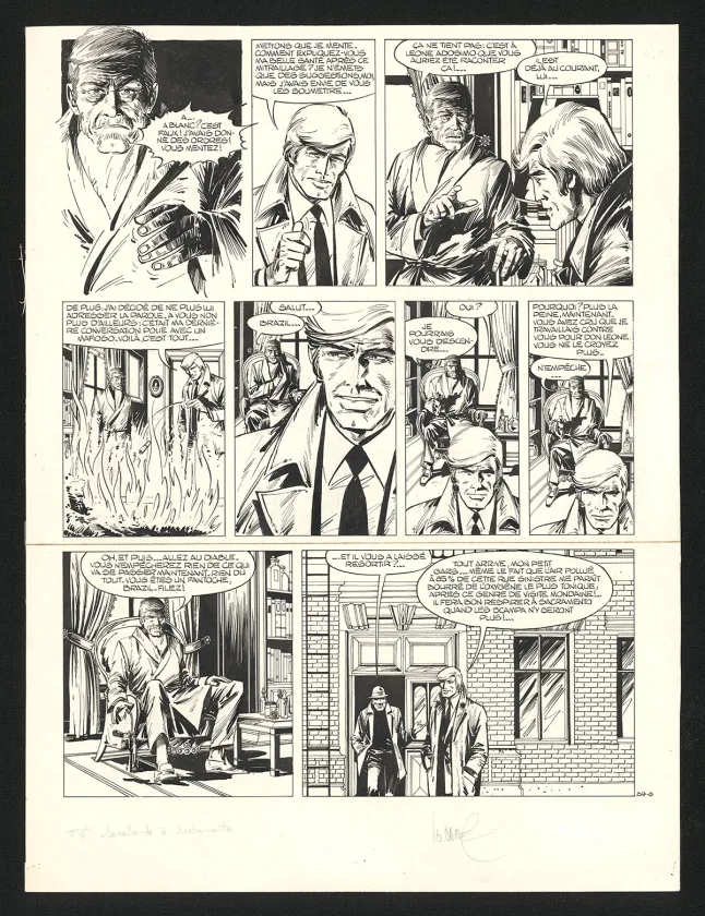 Planche noir et blanc, Bruno Brazil, Sarabande à Sacramento (T.6), William Vance