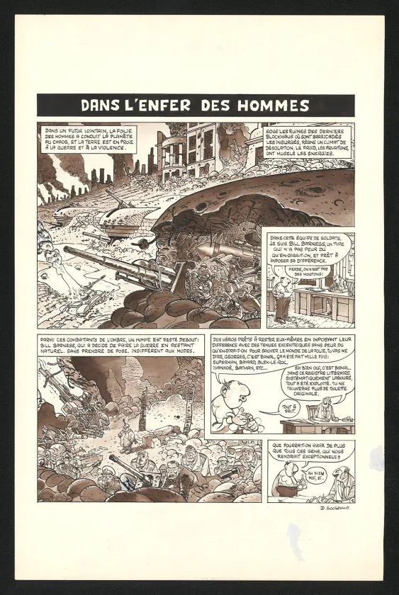 Black and white original page, Georges et Louis romanciers, La fin du monde (T.3), Daniel Goossens