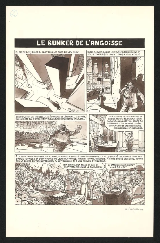Planche noir et blanc, Georges et Louis romanciers, La fin du monde (T.3), Daniel Goossens