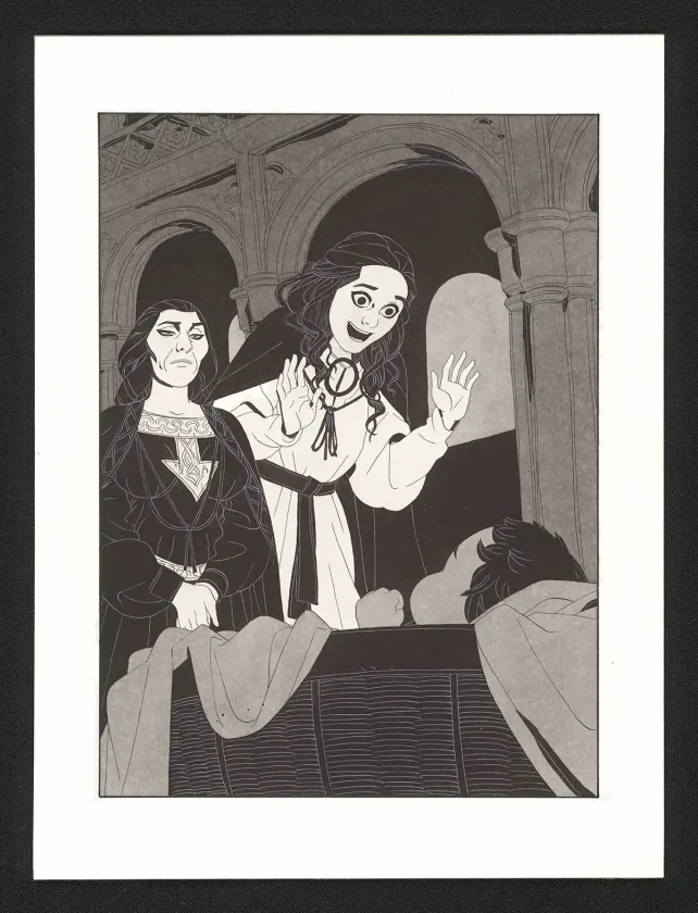 Black and white illustration, Les Ogres-Dieux, La Première née (T.4), Bertrand Gatignol