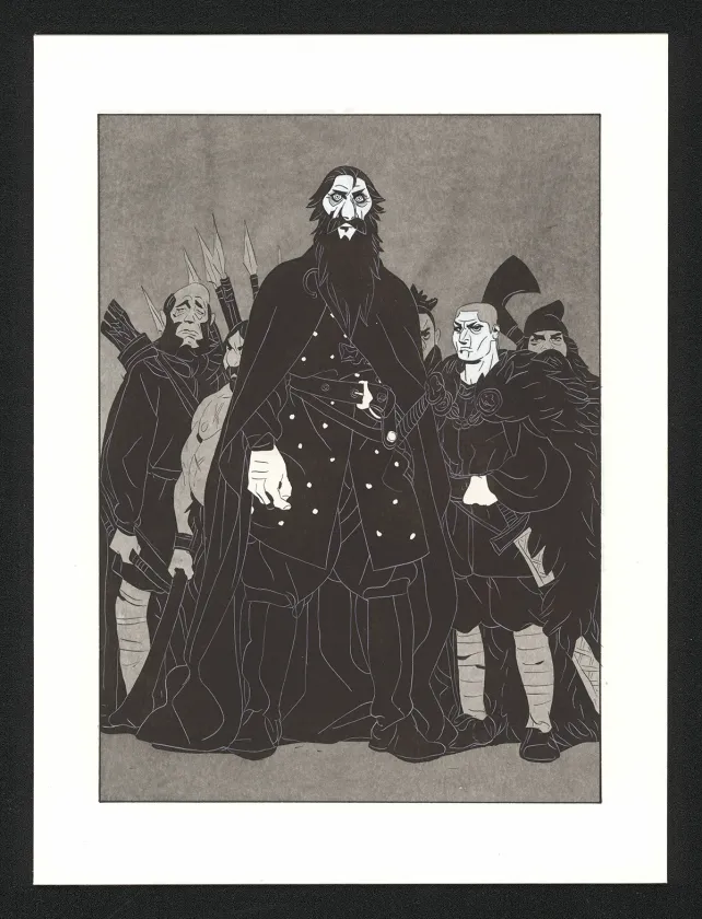 Black and white illustration, Les Ogres-Dieux, La Première née (T.4), Bertrand Gatignol