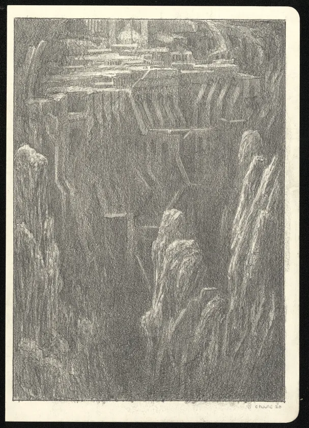 Black and white illustration, Les Carnets Lovecraft, Les Rats dans les murs, Armel Gaulme