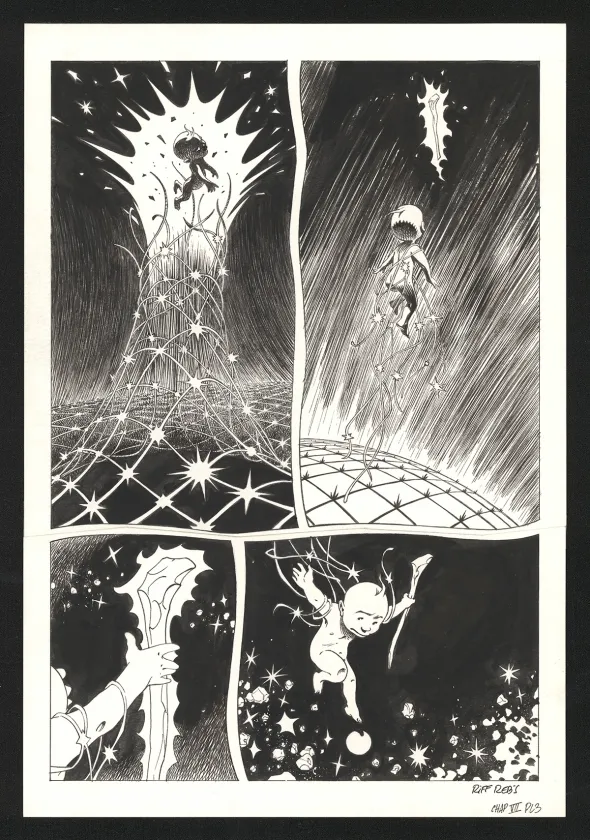 Black and white original page, Le Vagabond des Étoiles , Première partie (T.1),  Riff Reb's