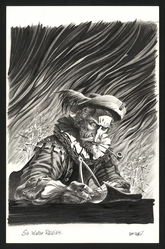 Black and white illustration, Marines,  Riff Reb's