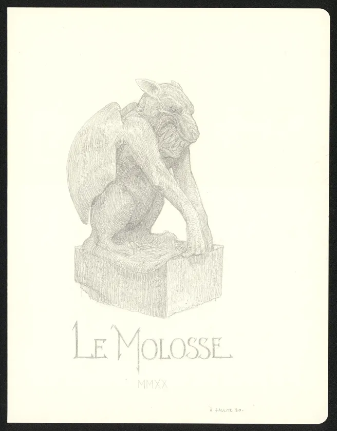 Illustration noir et blanc, Les Carnets Lovecraft, Le Molosse, Armel Gaulme