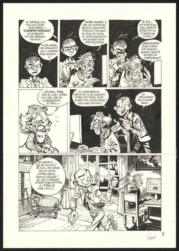Planche noir et blanc, SuperGroom, La Guerre olympique (T.2),  Yoann