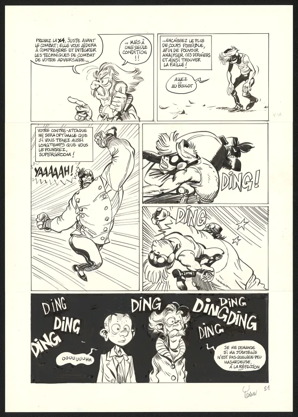 Black and white original page, SuperGroom, La Guerre olympique (T.2),  Yoann