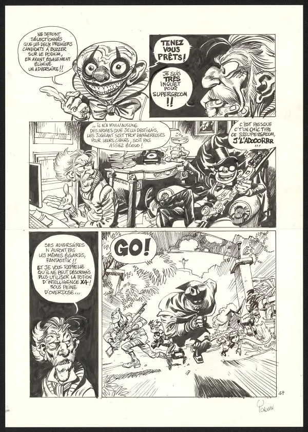 Planche noir et blanc, SuperGroom, La Guerre olympique (T.2),  Yoann