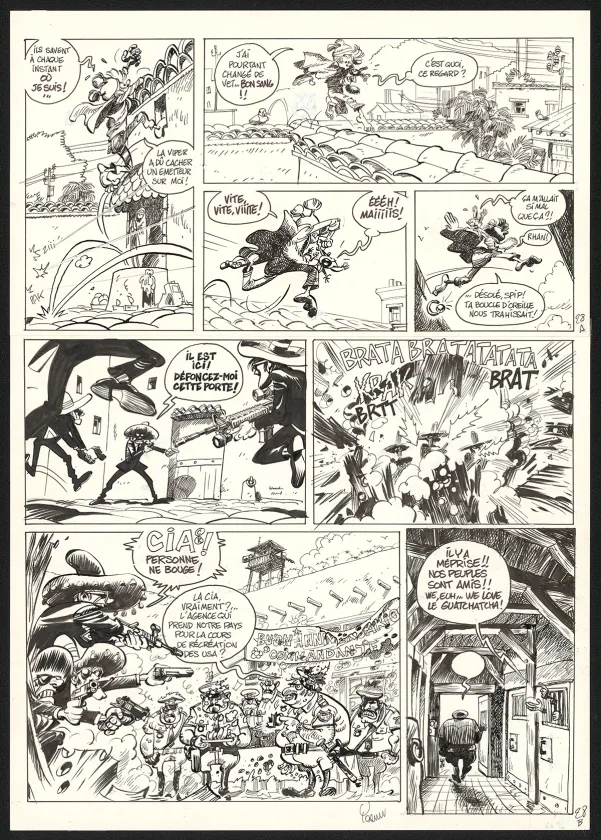 Black and white original page, Spirou et Fantasio, Dans les griffes de la Vipère (T.53),  Yoann
