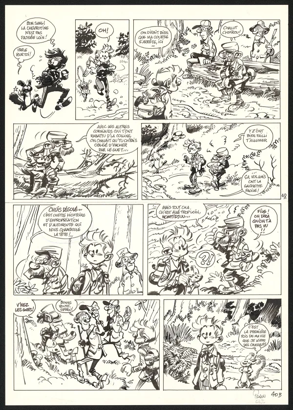 Planche noir et blanc, Spirou et Fantasio, Dans les griffes de la Vipère (T.53),  Yoann