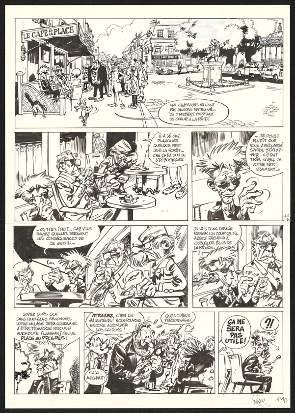 Black and white original page, Spirou et Fantasio, Dans les griffes de la Vipère (T.53),  Yoann