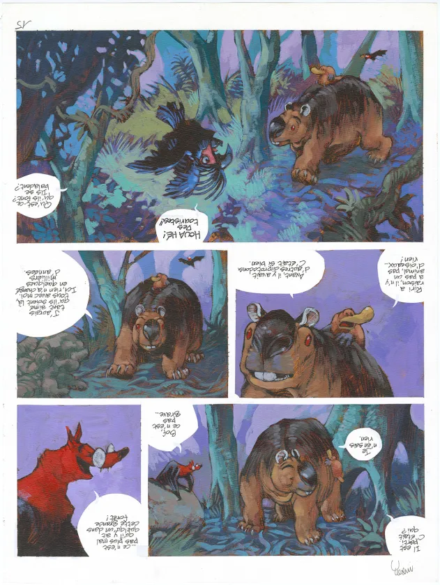 Colored original page, Toto l'ornithorynque, Toto l'ornithorynque au pays du ciel (T.6),  Yoann