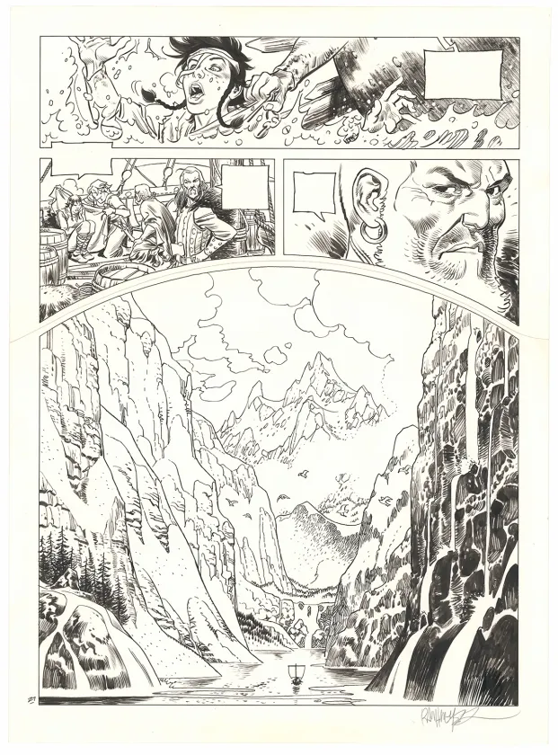 Planche noir et blanc, Asgard, Pied-de-fer (T.1), Ralph Meyer