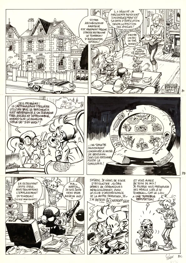 Black and white original page, Spirou et Fantasio, Le Groom de Sniper Alley (T.54),  Yoann