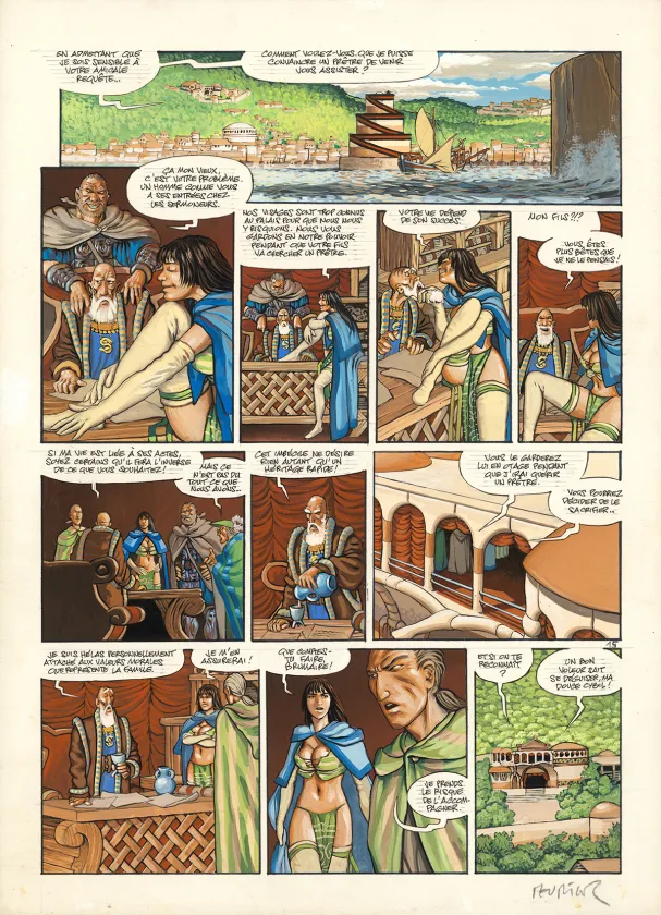 Colored original page, Les Feux d'Askell, Retour à Vocable (T.2), Jean-Louis Mourier