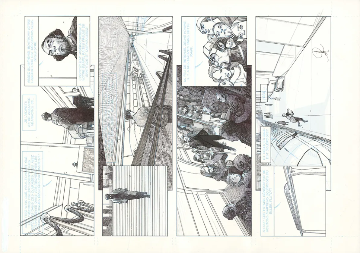 Black and white original page, La Mort vivante, Alberto Varanda