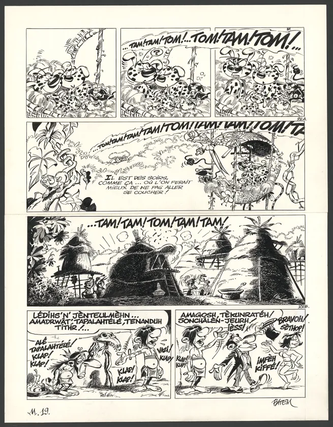 Planche noir et blanc, Le Marsupilami, Magie blanche (T.19),  Batem
