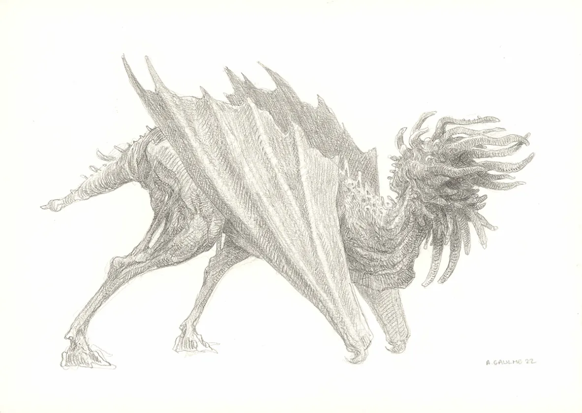 Black and white illustration, Les Carnets Lovecraft, Le Festival , Armel Gaulme