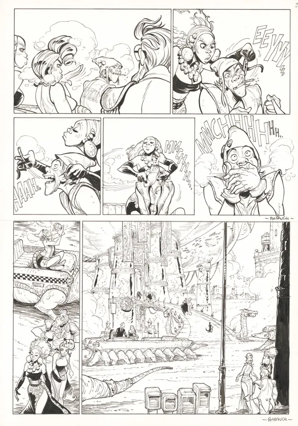 Black and white original page, Ekhö Monde miroir, La Sirène de Manhattan (T.8), Alessandro Barbucci