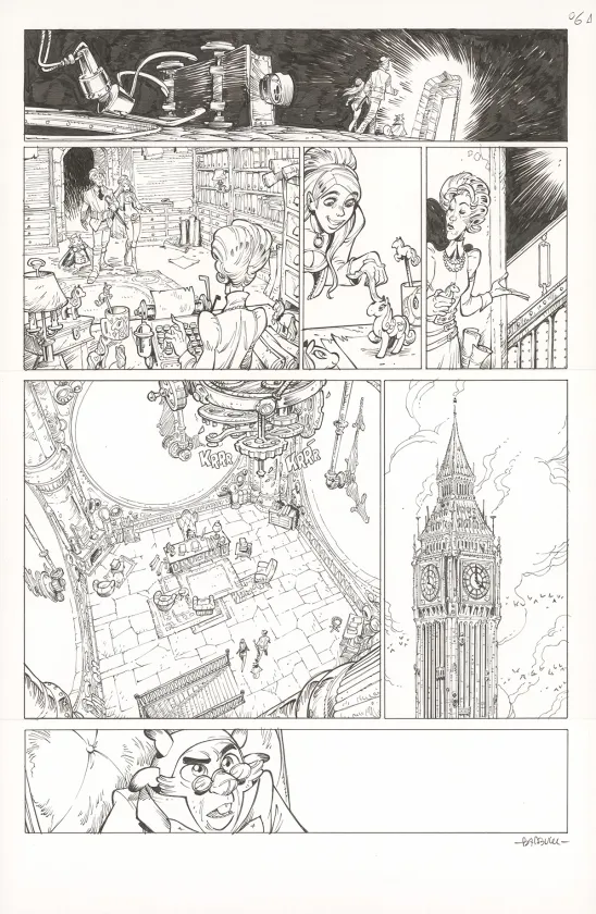 Black and white original page, Ekhö Monde miroir, Swinging London (T.7), Alessandro Barbucci