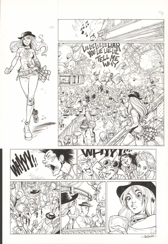 Black and white original page, Ekhö Monde miroir, Swinging London (T.7), Alessandro Barbucci