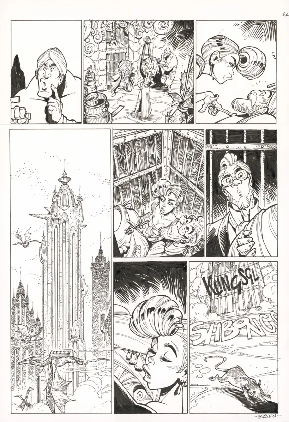 Black and white original page, Ekhö Monde miroir, La Sirène de Manhattan (T.8), Alessandro Barbucci