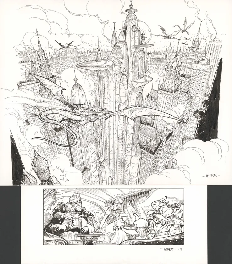 Planche noir et blanc, Ekhö Monde miroir, La Sirène de Manhattan (T.8), Alessandro Barbucci