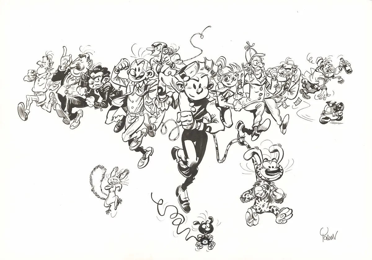 Black and white original page, Spirou et Fantasio,  Yoann