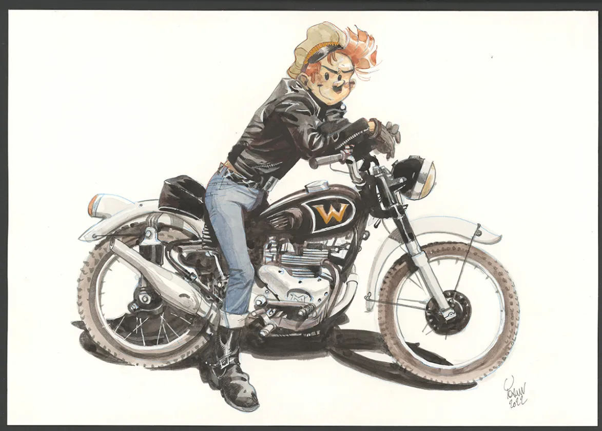 Black and white illustration, Spirou et Fantasio,  Yoann