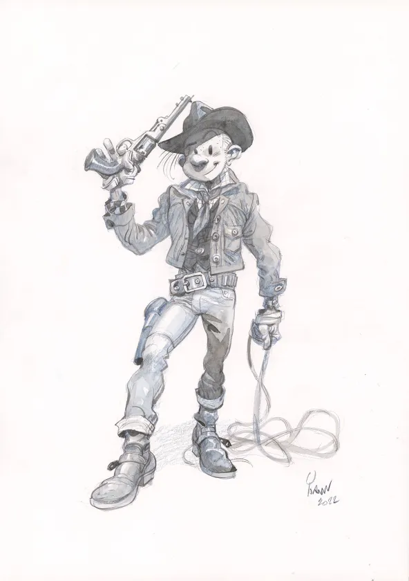 Illustration noir et blanc, Spirou et Fantasio,  Yoann