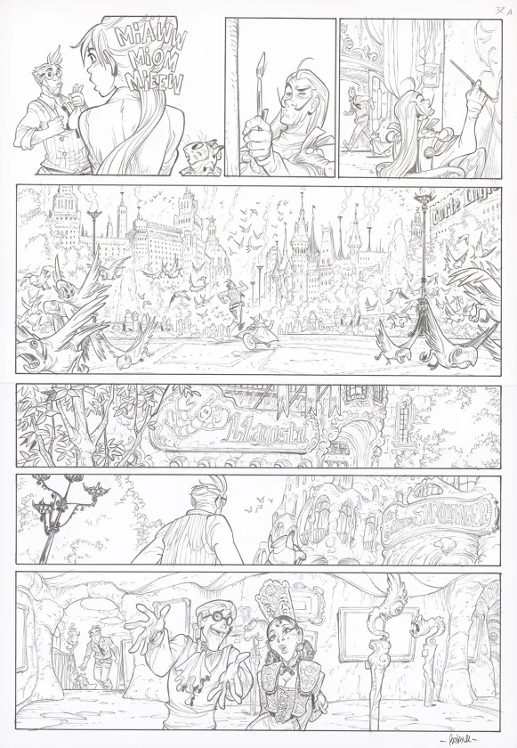 Planche noir et blanc, Ekhö Monde miroir, Barcelona (T.4), Alessandro Barbucci