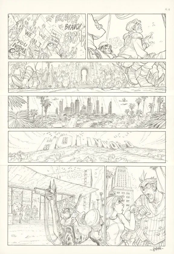 Planche noir et blanc, Ekhö Monde miroir, Hollywood Boulevard (T.3), Alessandro Barbucci