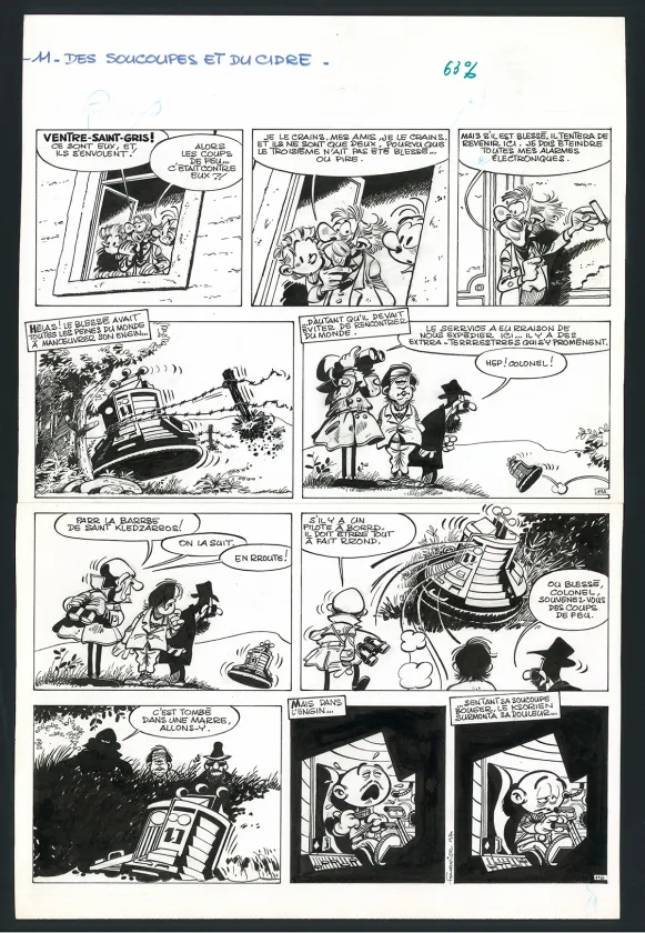 Black and white original page, Spirou et Fantasio, Du cidre pour les étoiles (T.26), Jean-Claude Fournier