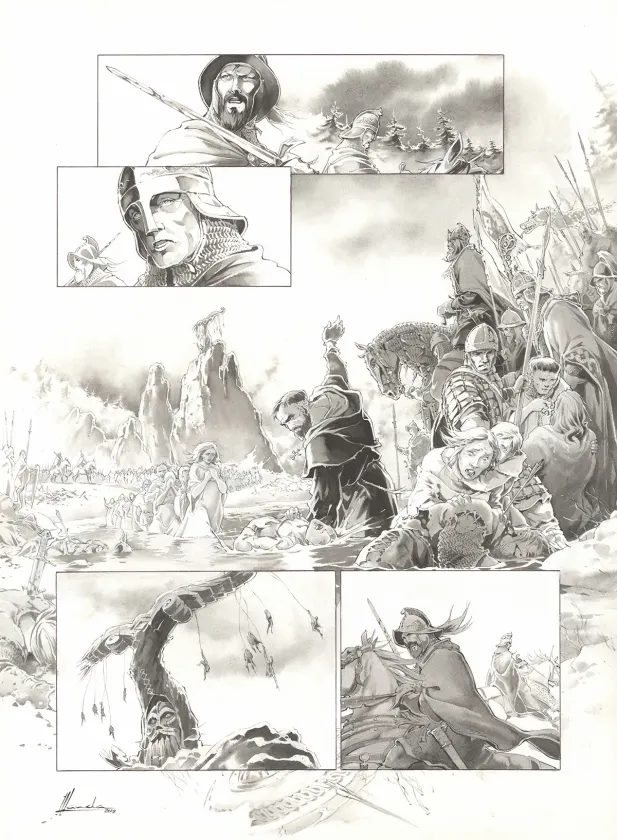 Planche noir et blanc, Chroniques de Roncevaux, La Légende de Roland (T.1), Juan Luis Landa
