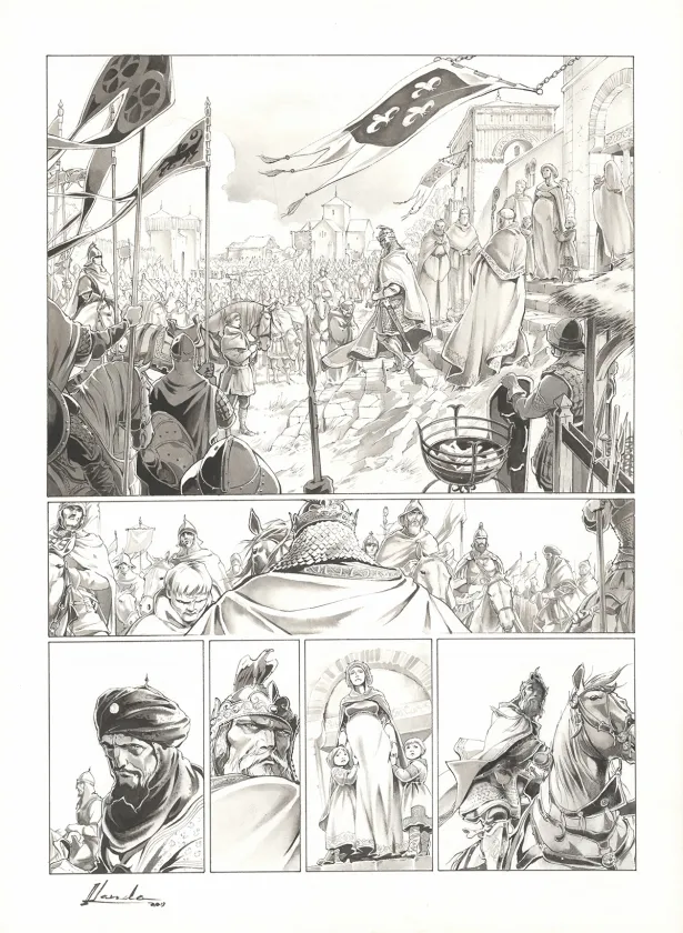 Planche noir et blanc, Chroniques de Roncevaux, La Légende de Roland (T.1), Juan Luis Landa