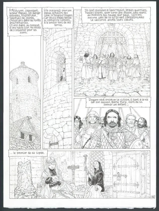 Planche noir et blanc, Complainte des Landes Perdues, La Fée Sanctus (T.7), Philippe Delaby