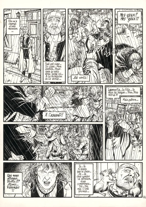 Planche noir et blanc, Les Voleurs d'Empire, Chat qui mord (T.5), Martin Jamar