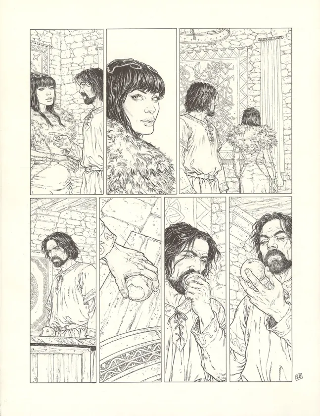 Black and white original page, Complainte des Landes Perdues, Sill Valt (T.8), Philippe Delaby