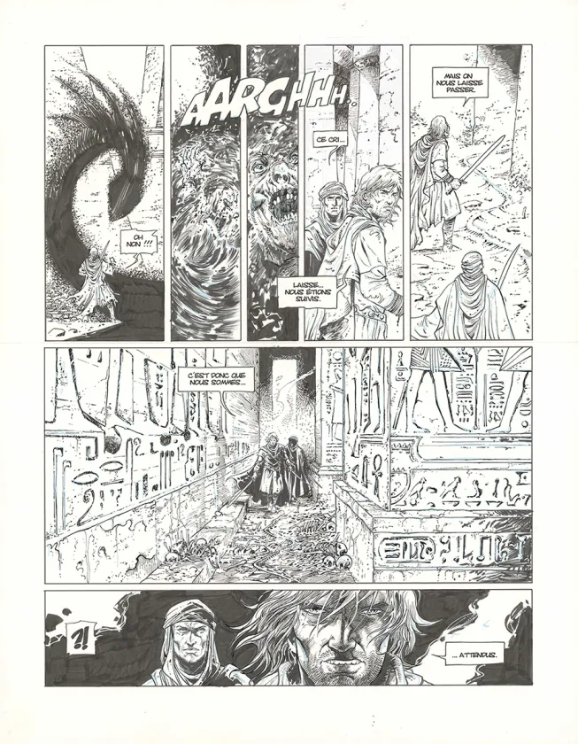 Black and white original page, Croisade, Philippe Xavier