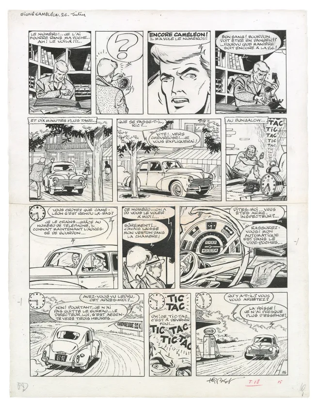 Black and white original page, Ric Hochet, Traquenard au Havre (T.1),  Tibet