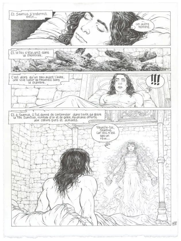 Black and white original page, Complainte des Landes Perdues, La Fée Sanctus (T.7), Philippe Delaby