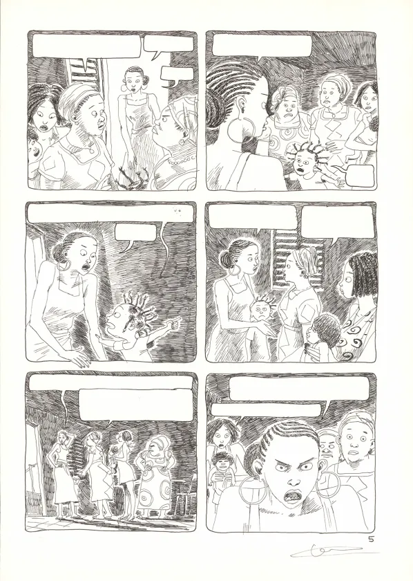 Planche noir et blanc, Aya de Yopougon, Volume 5 (T.5), Clément Oubrerie