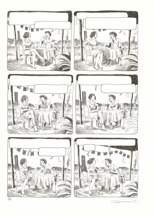 Black and white illustration, Aya de Yopougon, Volume 5 (T.5), Clément Oubrerie