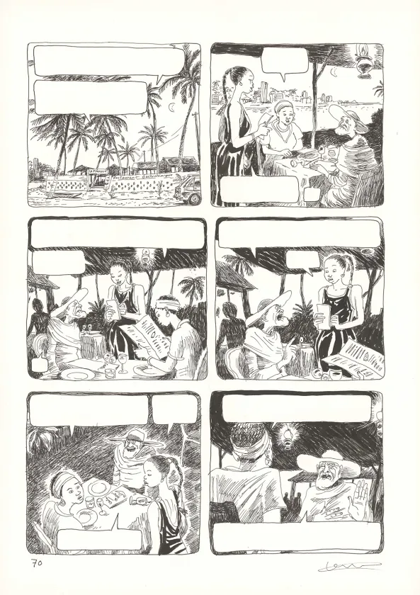 Black and white original page, Aya de Yopougon, Volume 4 (T.4), Clément Oubrerie