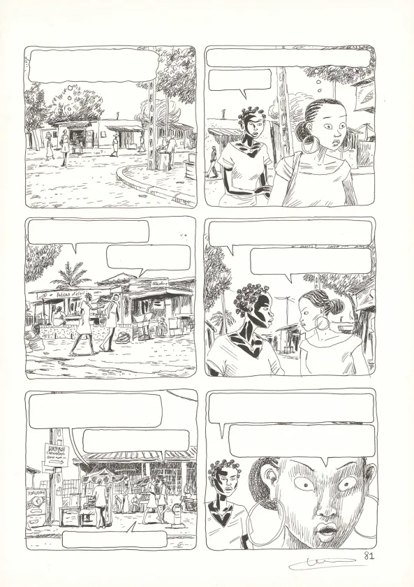 Black and white original page, Aya de Yopougon, Volume 4 (T.4), Clément Oubrerie