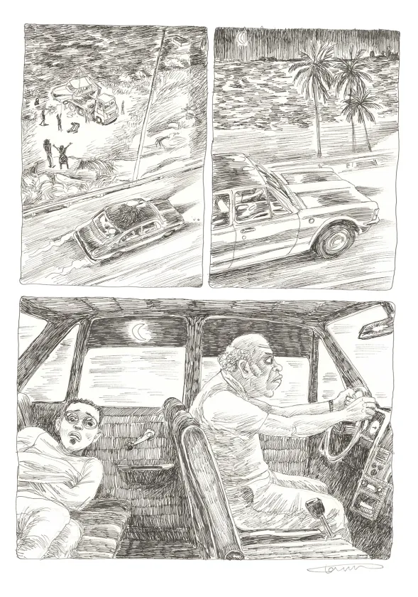 Black and white original page, Aya de Yopougon, Volume 7 (T.7), Clément Oubrerie